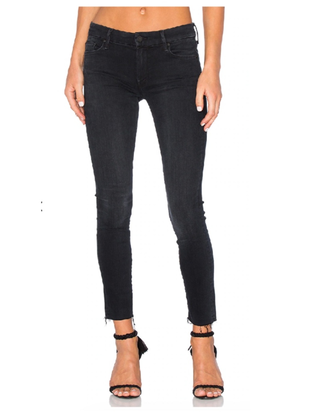 MOTHER Looker Ankle Fray Jeans Blackbird Size 29
